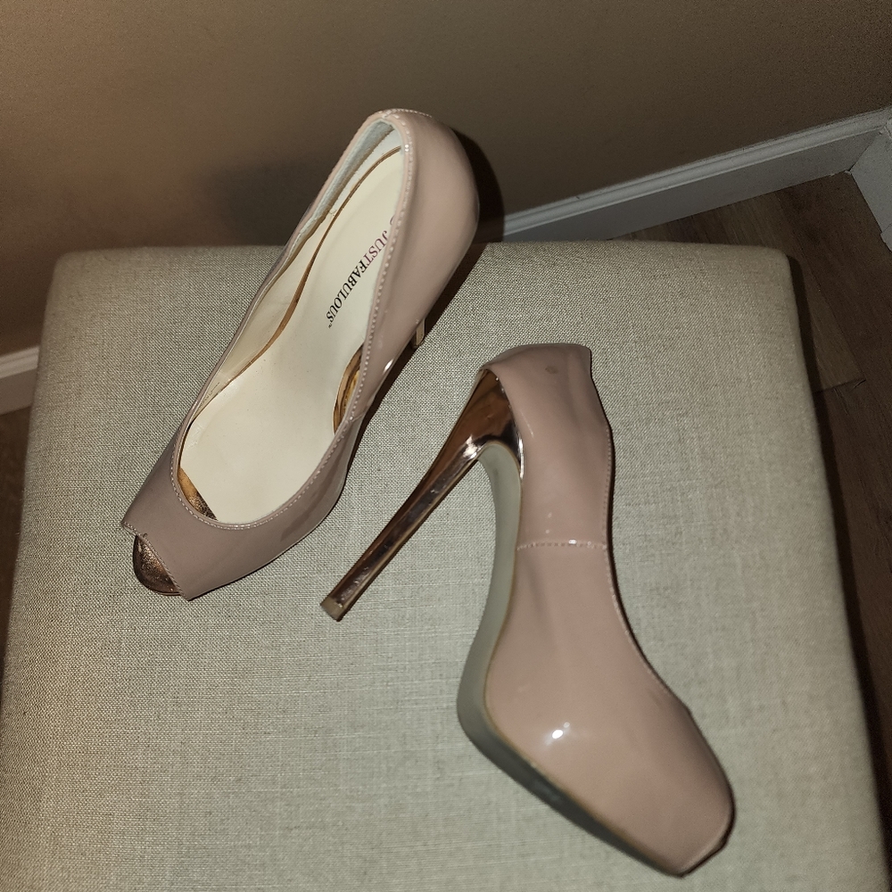 JustFab rose colored peep toe stiletto heels Size 9